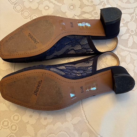 J.Renee Faleece Navy Shoes - Elegant Fancy Evening Slingback - Picture 3 of 4